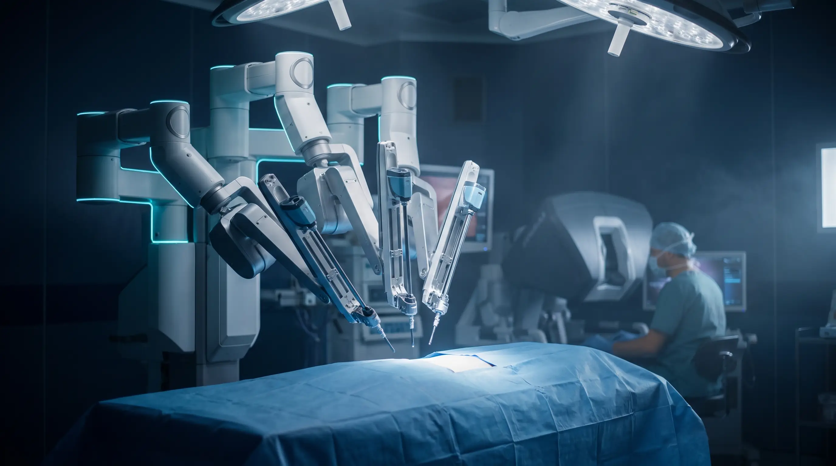 Da Vinci Xi robotic surgery system in a sterile operating theatre for urologic oncology in Istanbul