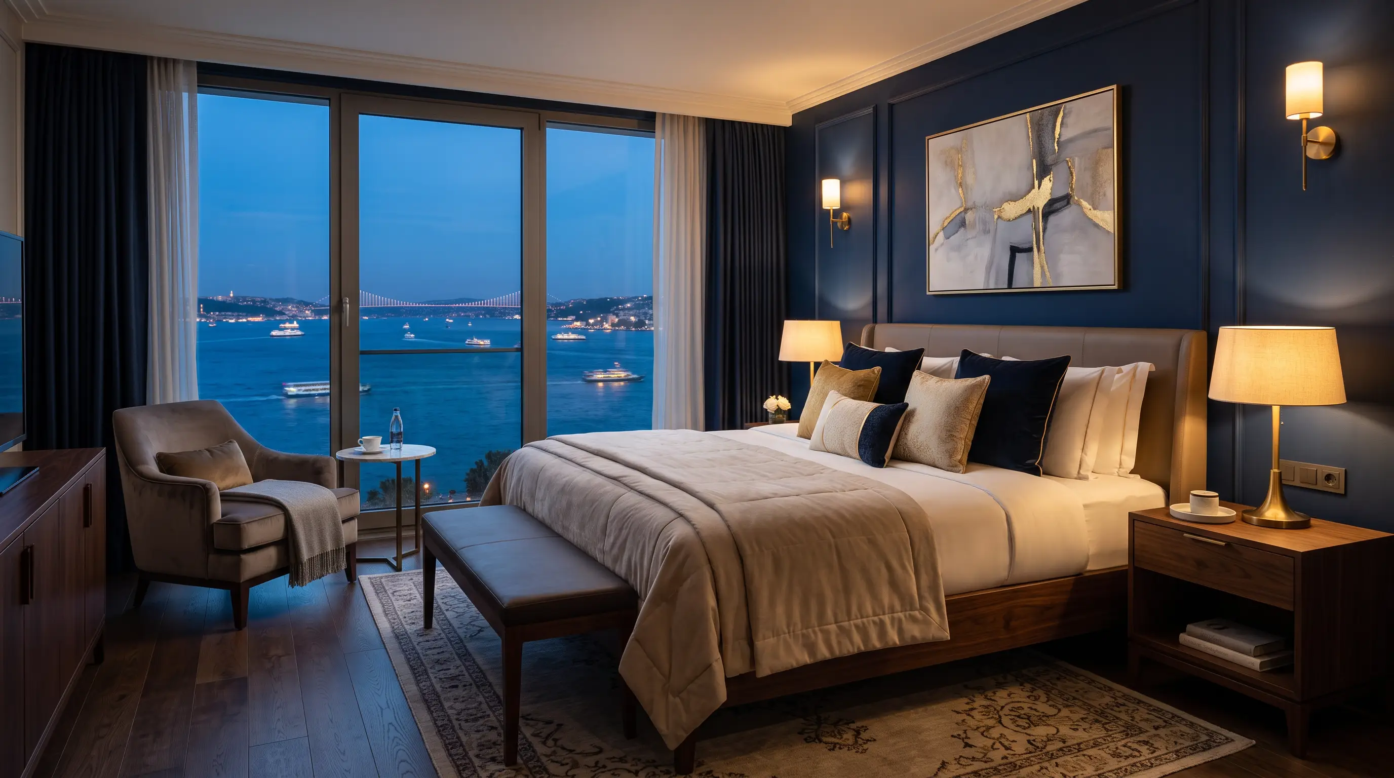Bosphorus-view five-star luxury hotel executive suite in Istanbul for post-operative recovery